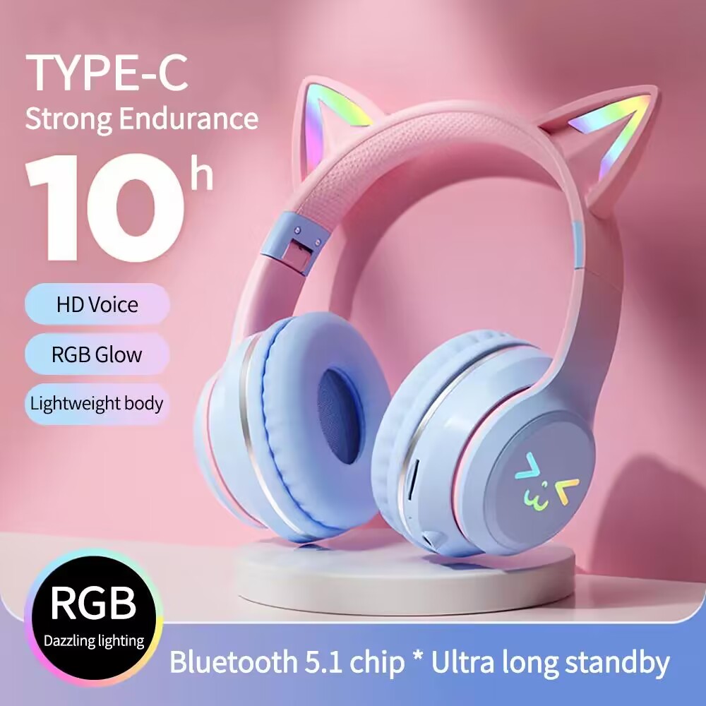 かわいい猫耳 Bluetoothワイヤレスヘッドフォン